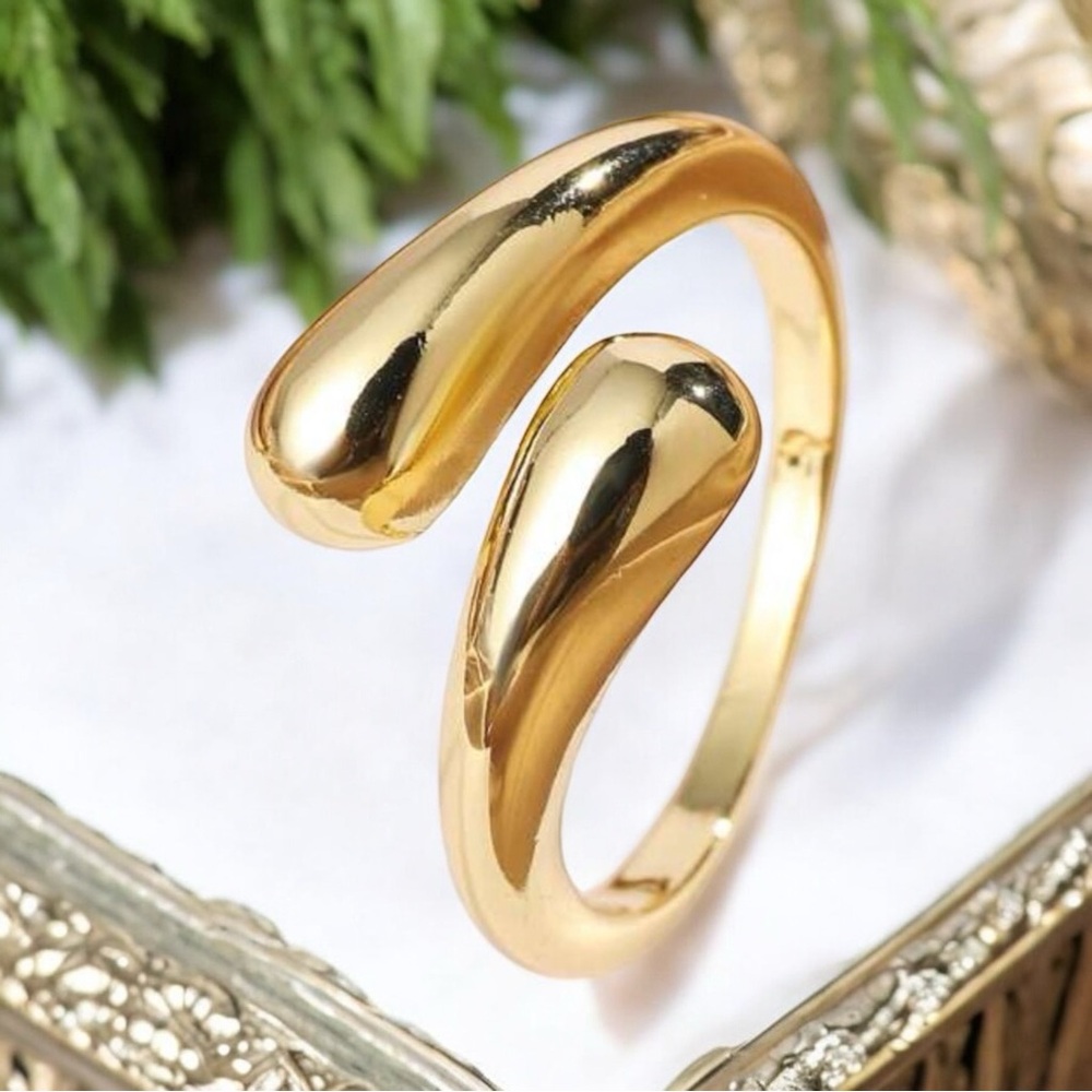 Novelty 18K Gold Plated Cross Design Adjustable Ring, Daily Wear